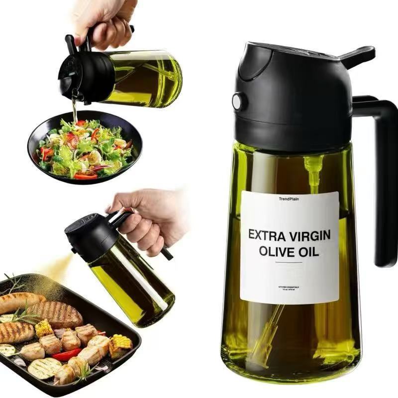 Portable Light-shielding Spray Oil Bottle, All-in-one  Glass Oil Bottle, Olive Oil Sprayer