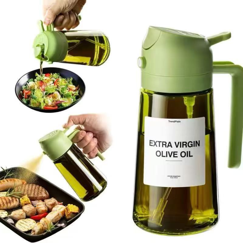 Portable Light-shielding Spray Oil Bottle, All-in-one  Glass Oil Bottle, Olive Oil Sprayer